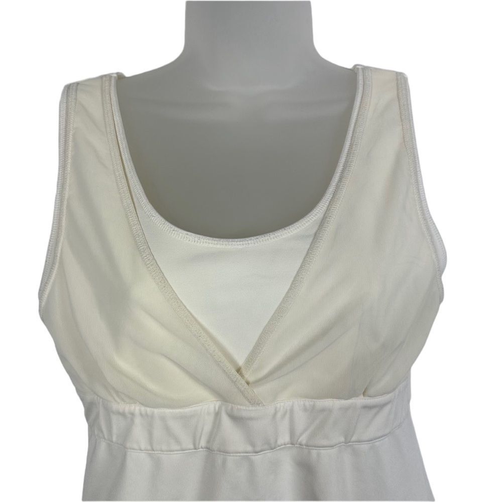 Athleta White Golf Dress Pleat Skirt Tennis V-Neck Mesh Sleeveless Women Size M